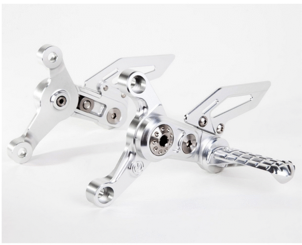 Machined from solid riding adjustable footpegs kit - New Design by Moto Corse
